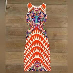 Mara Hoffman Bodycon Sleeveless Midi Dress Cut Out Sides Size XS